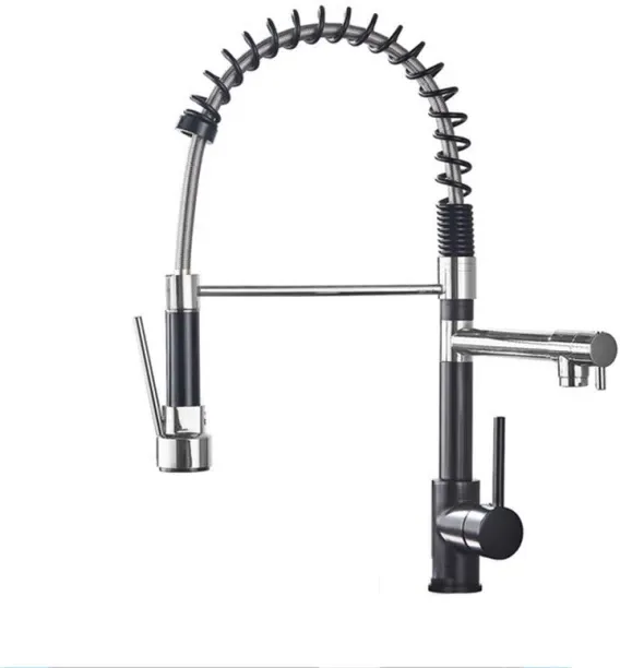 MAX (Style long rod)Chrome 360 Degree Rotation Kitchen Faucet Dual Sprayer Swivel Spout Kitchen Fau…