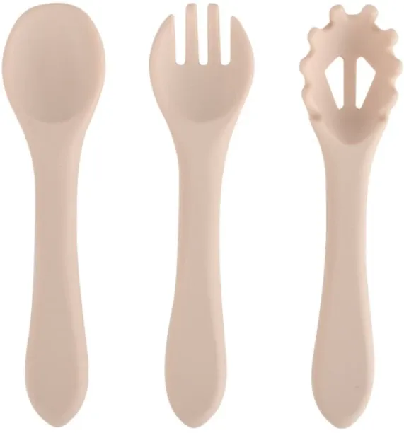RUIQI 3 Pack Infant Weaning Utensils Soft Silicone Toddler Self Feeding Cutlery Kit  - Silicone