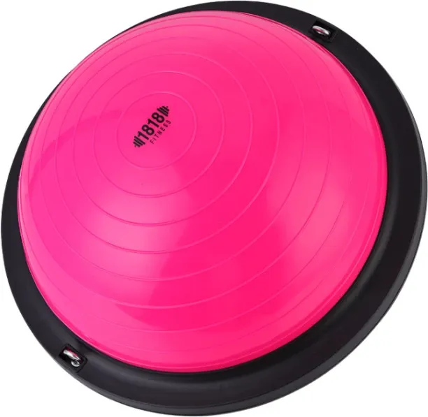 GL 1818 Fitness 46cm Stability Bosu Ball – Pink Balance Trainer with Resistance Bands – 1 Pack Bala…
