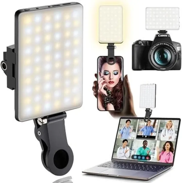 Bloo 60 LED Portable Selfie Light Video Conference Lighting with Clip Halogen Flash