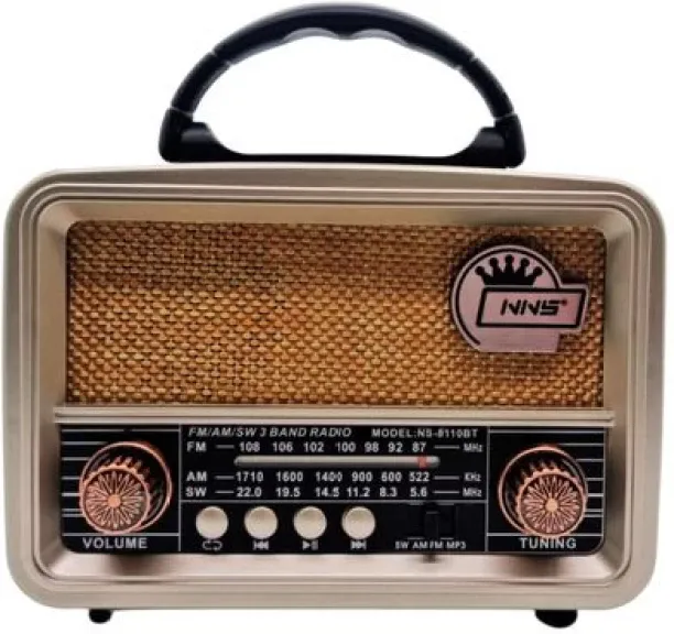 Zzztrade VinTage Style Rechargeable BT, Usb, TF, 3 Band Multi-Function Radio NS-8110 FM Radio