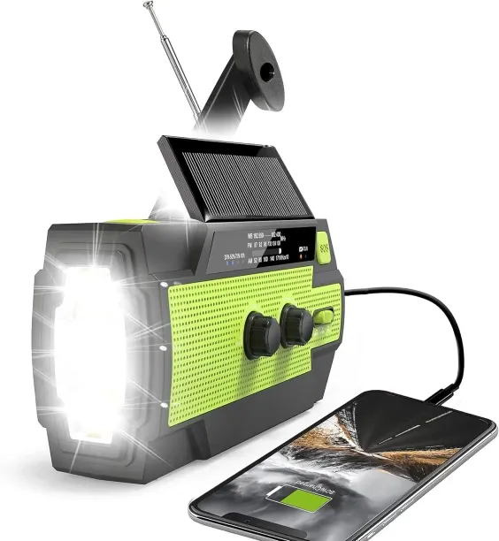 Bloo Emergency crank weather radio, 14,800 MWH solar-powered hand-cranked crank FM Radio