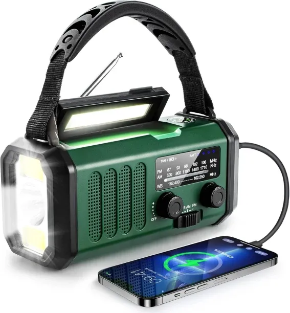 Bloo 10000mAh Hand Crank Emergency Radio, NOAA Weather Radio FM Radio