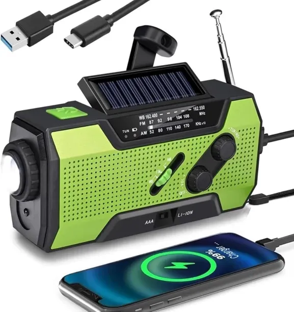BOWENSTORE Hand Crank Solar Radio, Solar Powered Radio with Hand Crank, Emergency Solar Weather Rad…