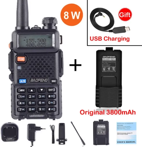 MAX 2026 UV-5R 8W True High Power 8 Watts powerful Walkie Talkie Long Rang Dual Band Two Way Radio …