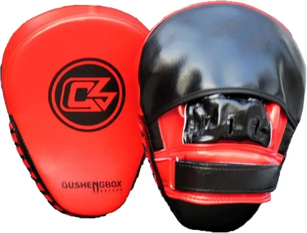HOME GYM Curved Focus Training Boxing Punching Mitts - 1 Pair - Red, Black Curved Focus Pad