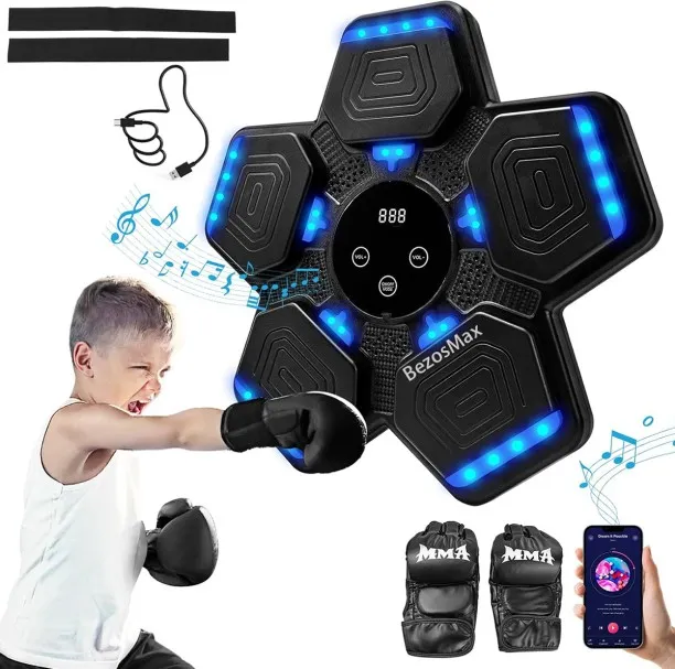 BezosMax Music Boxing Machine, Smart Bluetooth Punching Equipment, Wall Mounted Target for Kids Adu…