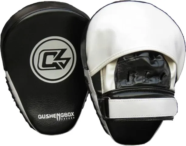 HOME GYM Curved Focus Training Boxing Punching Mitts - 1 Pair - White, Black Curved Focus Pad