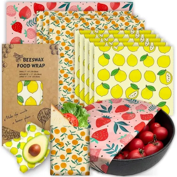 Duomi Fruit Printed Beeswax Food Wrap 9PCS Paper Foil