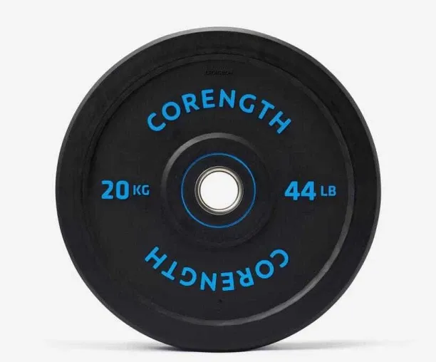 CORENGTH Weightlifting Bumper Disc 20 kg - Inner Diameter 50 mm Black Weight Plate