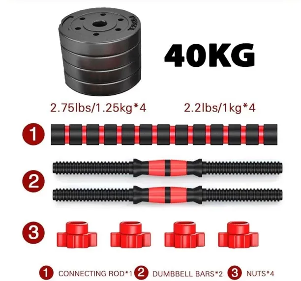 WOODLY Weightlifting Adjustable Dumbbells Plastic Cement Mixture Adjustable Dumbbells black red Wei…
