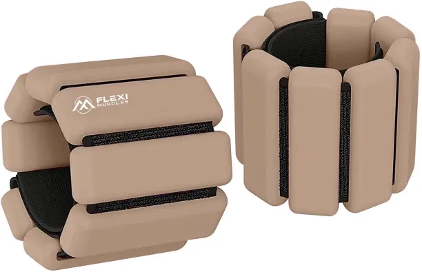 Flexi Muscles Adjustable Wearable Wrist & Ankle Weights (2x 450g Set) BROWN Ankle & Wrist Weight