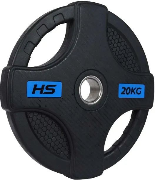 HS Fitness 20kg Olympic Rubber Coated Grip Plate black Weight Plate