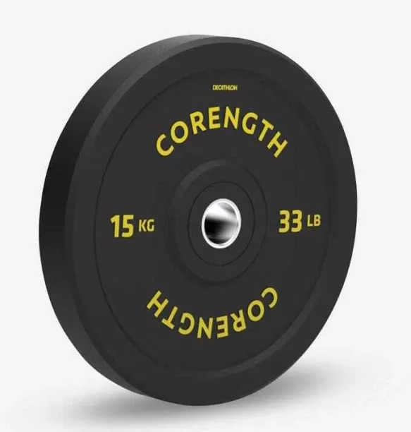 CORENGTH Weightlifting Bumper Disc 15 kg - Inner Diameter 50 mm Black Weight Plate