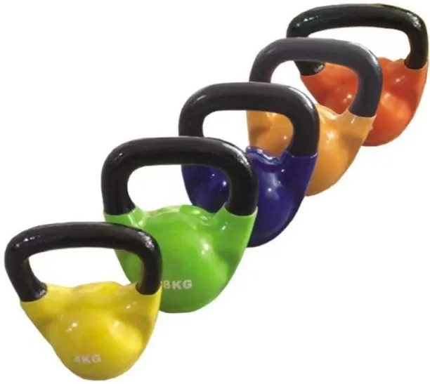 HOME GYM Vinyl Coated Fitness & Strengthening Kettlebells Set of 5 Yellow Kettlebell