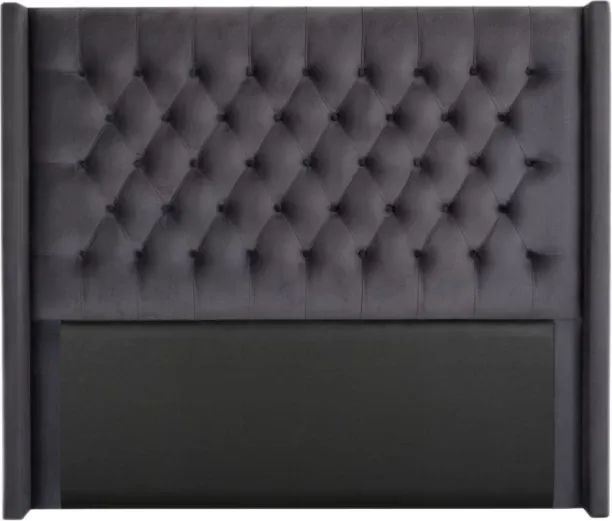 Eva Dark Grey Velvet Diamond Headboard Single(90cm) Bed Frame