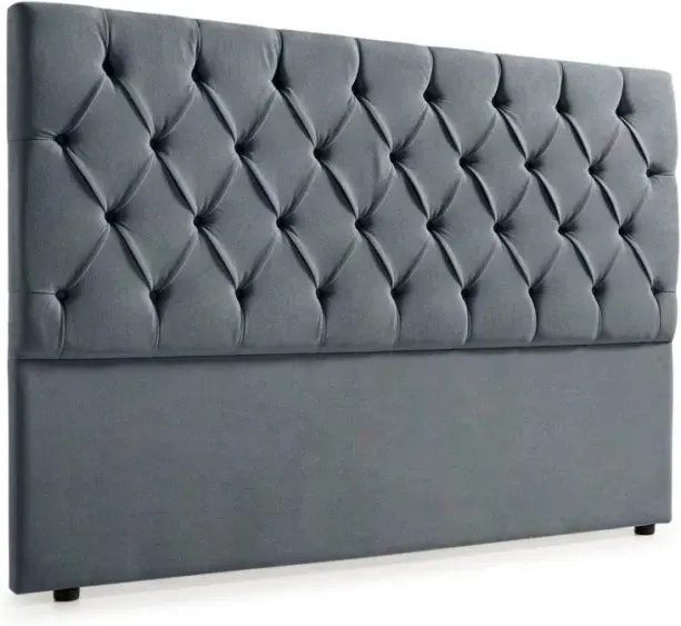 Dreamy Comfort Deep Buttoned Velvet Headboard Dark Grey Double Bed Frame