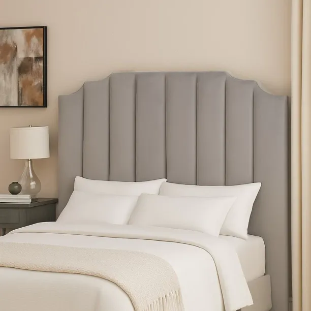 Designer Concepts Seraphina Velvet Headboard Light Grey Queen Bed Frame