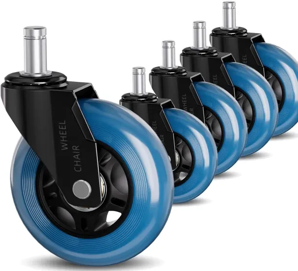 Banglii Blue Office Chair Wheels 3" Roller Blade Rubber Chair Casters Replacement, Heavy Duty Quiet…