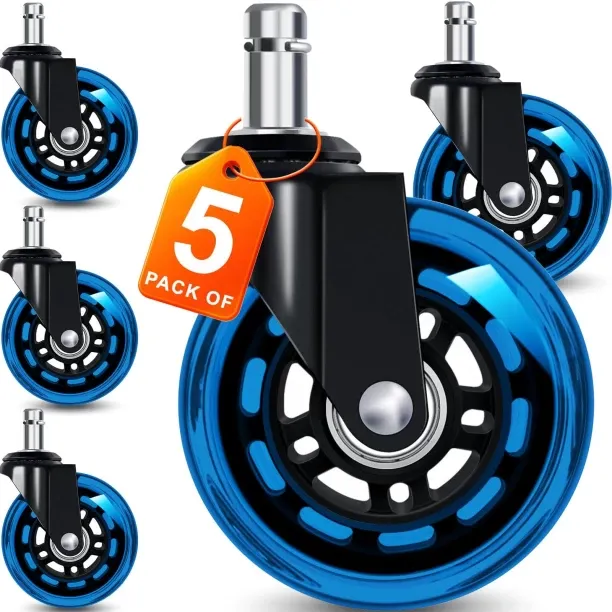 Tuochi Office Chair Wheels for Casters Replacement - 3" Rubber Wheels for Computer Gaming Desk Cast…