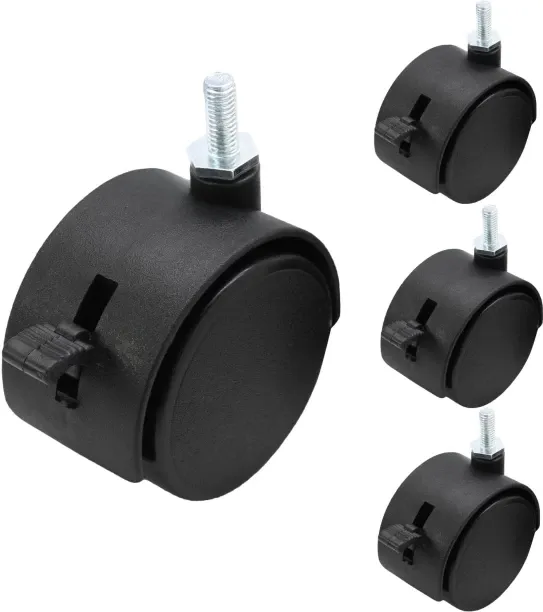 Tuochi 4pcs 2 Inch Swivel Caster Wheels, M6 Threaded Stem Caster Wheels with Brake, Heavy Duty Cast…