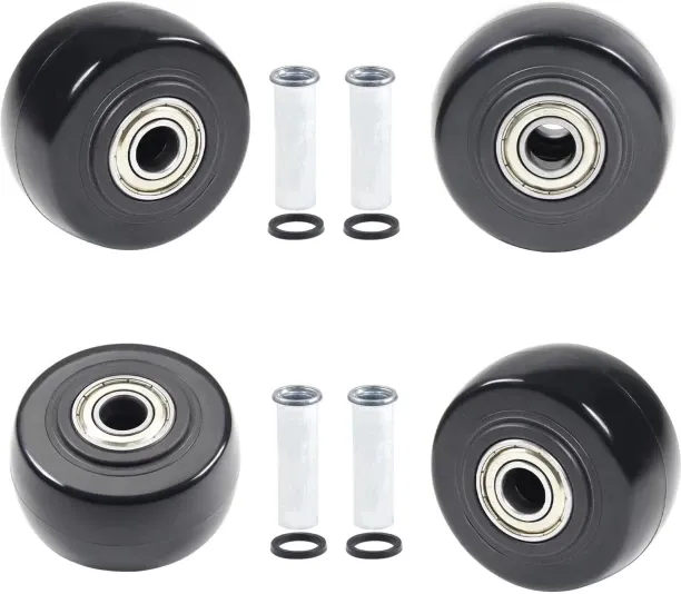 Banglii 2.5" x 1.25" 4Pcs Push Cart Wider Wheels 2.5 Inch PU Caster Wheels Just Wheel, 3/8" axle Sm…
