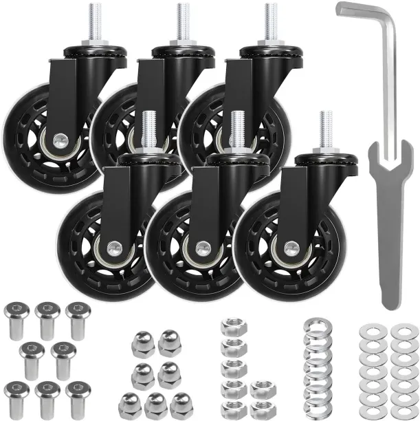 Tuochi Creeper Caster Wheels Set of 6 Heavy-Duty 2.5 Inch Casters Replacement Roller Blade Rubber 3…