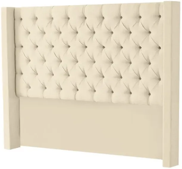 Dreamy Comfort Henna Velvet Wingback Headboard- Double - Cream Bed Frame
