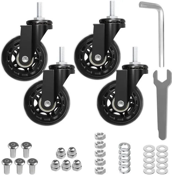 Tuochi Creeper Caster Wheels Set of 4 Heavy-Duty 2.5 Inch Casters Replacement Roller Blade Rubber 3…
