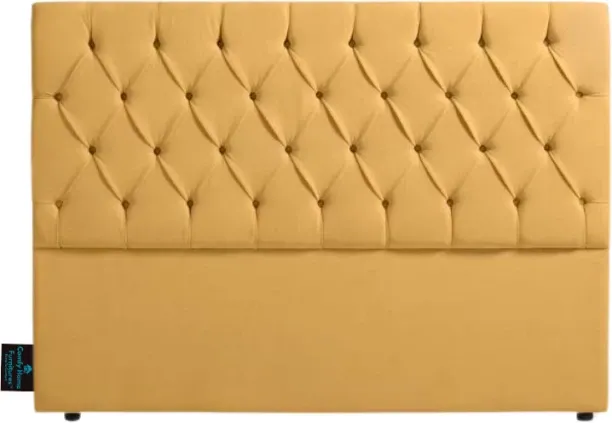Comfy Home Furnitures Alia Deep Buttoned Headboard Yellow Double Bed Frame