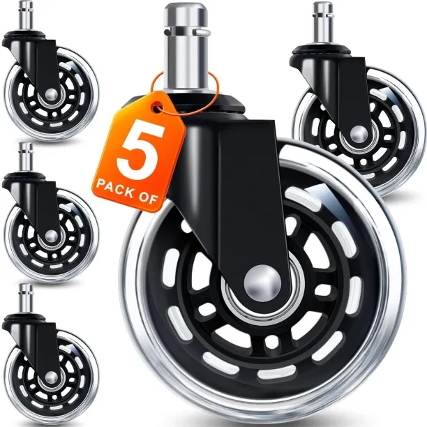 Tuochi Office Chair Wheels for Casters Replacement - 3" Rubber Wheels for Computer Gaming Desk Cast…