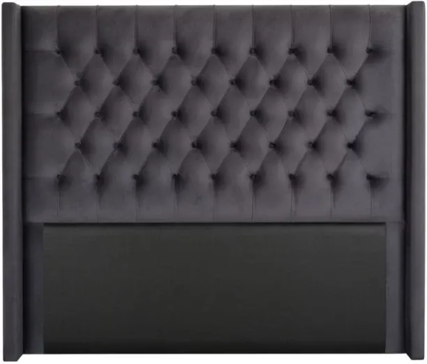I&S Nto Queen Headboard with wings - Dark Grey - Velvet Bed Frame