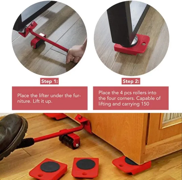 jOZI TRADE 5 Piece Heavy Duty Furniture Moving Helper Tool Bed Legs