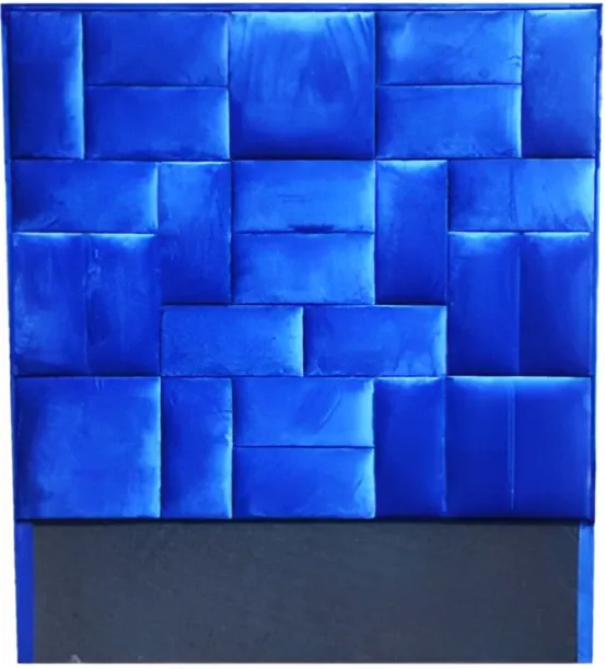 Penna furniture De Puzzle Headboard in Blue Velvet - King Bed Frame