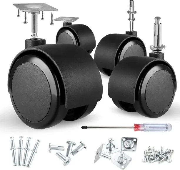 Tuochi 2 inch Caster Wheels (casters Set of 4) 5/16 inch Valve stem and Rotating top Plate Installa…