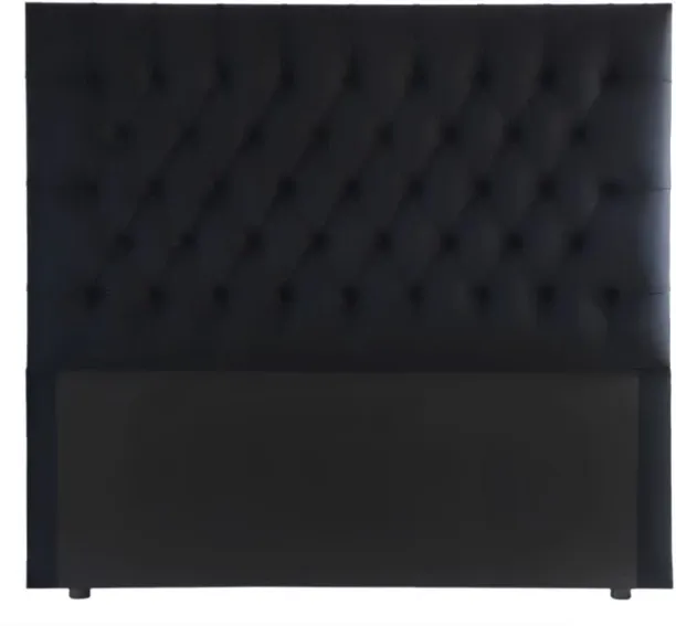 Reka Buttoned - Double - Headboard - Black Bed Frame