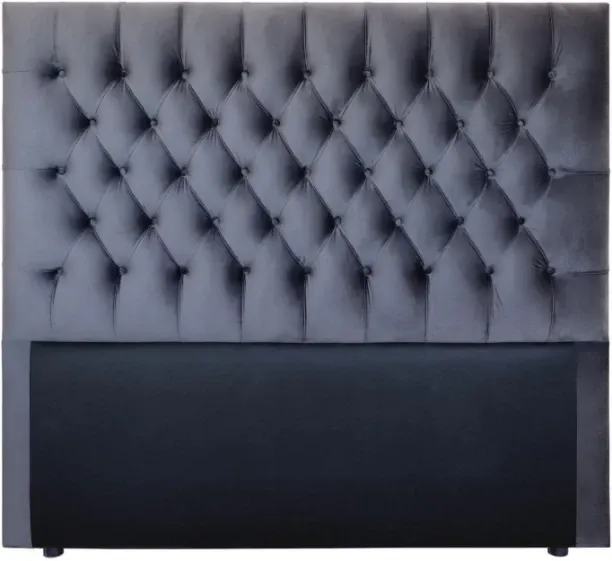 I&S Nto Queen Headboard - Diamond button - No wing - Dark Grey - Bed Frame