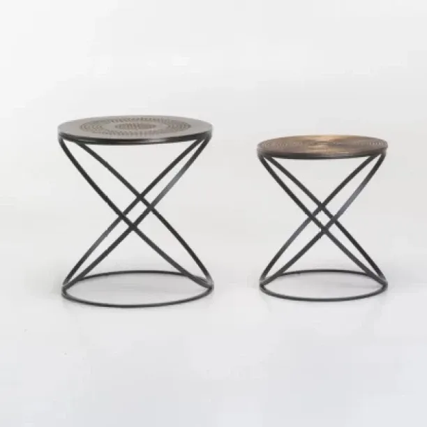 2 Hourglass Shaped Side Tables 2 Metal Hourglass Shaped Side Tables Table Frame