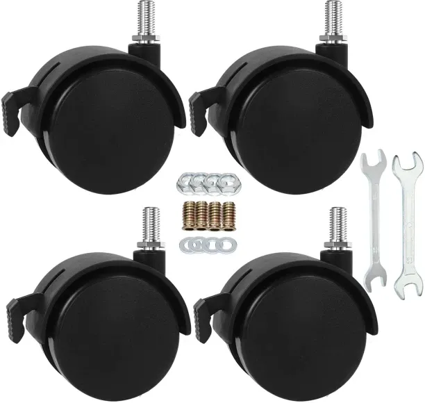 Tuochi 2" Stem Casters Replacement Casters Threaded Swivel Furniture Caster Wheels with Brakes 100L…