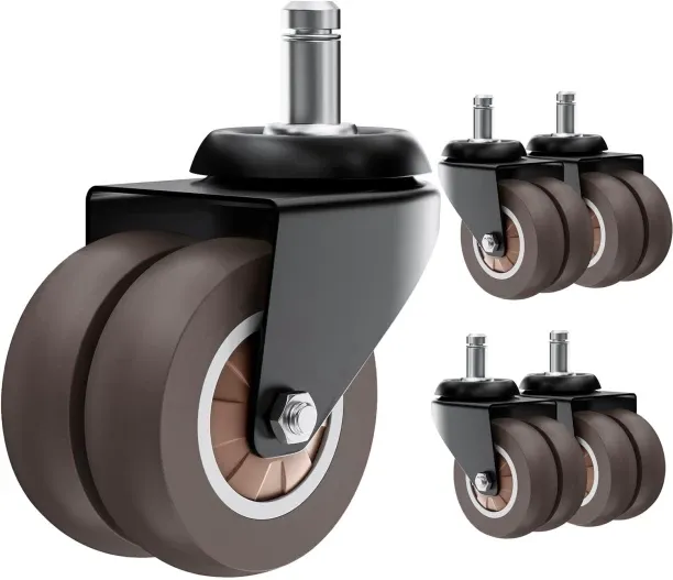 Banglii 2 Inch Chair Wheels 5 Pack - Heavy Duty Grey Rubber Casters, Superior Non-Marking Replaceme…
