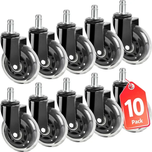 Tuochi Office Chair Wheels, Set of 10 Rubber Caster Wheels, Roller Blade Wheel Heavy Duty Casters, …