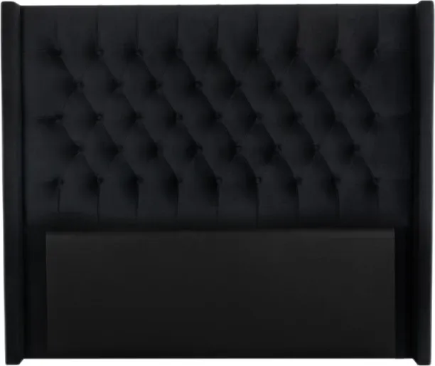 Eva Black Velvet Diamond Headboard King(183cm) Bed Frame