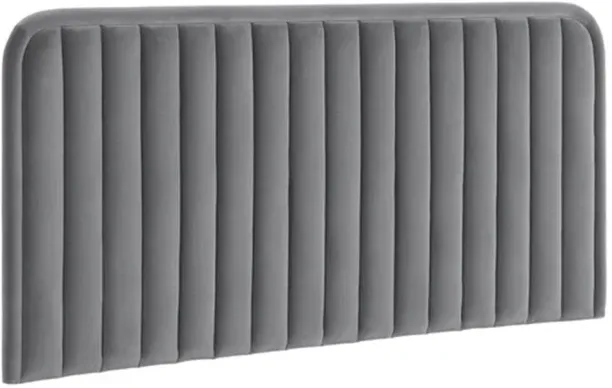 Designer Concepts Bodina Channel Velvet Tufted Headboard Single Taupe Bed Frame
