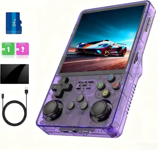 WEIWEISTORE R36Plus Handheld Retro Gaming Console, 4.0" IPS Screen , Runs ArkOS System ,64GB Storag…