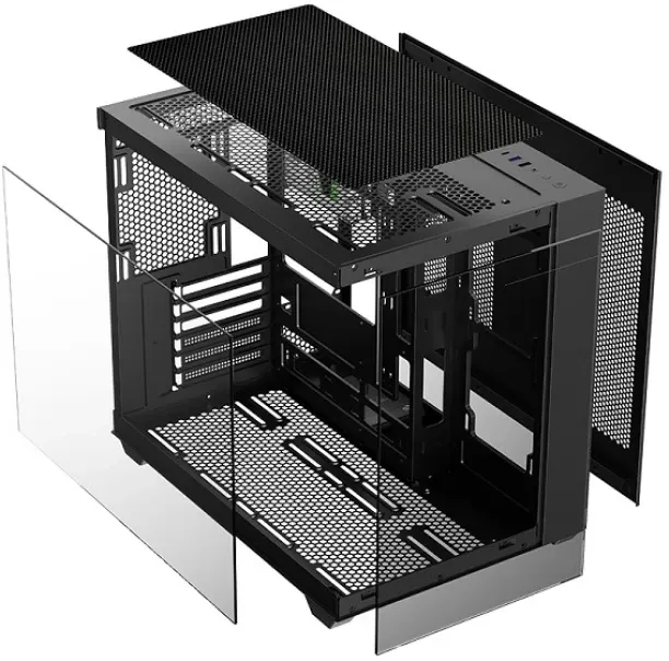 GL Plato Sea View Black PC Gaming Chassis – Micro ATX/Mini ITX, RTX Ready, Tempered Glass Side Pane…