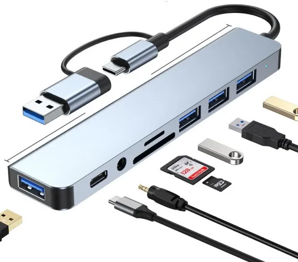 Solala USB C Hub Upgrade 8 in 1 USB Splitter Port Extender for Laptop, USB 3.0 Hub USB Adapter&USB …