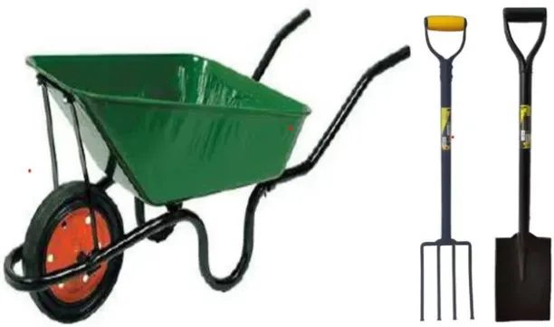 Generic Combo 1X Fork Garden, 1XSpade Flat and Wheel Barrow