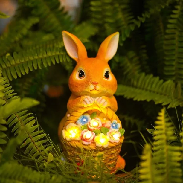 XINhui Rabbit ornaments, creative simulation solar rabbit basket decorative ornaments home decorati…