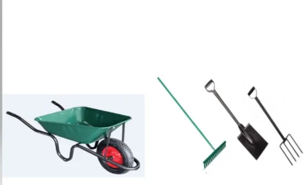 Otto RAKE,SPADE,FORK W/BARROW-4PC Garden Tool Kit