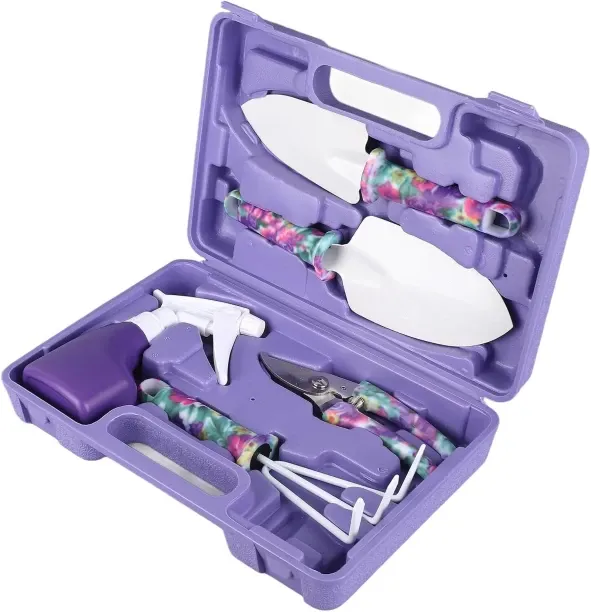 Generic 5 Piece Purple Floral Print Gardening Hand Tool Set Garden Tool Kit